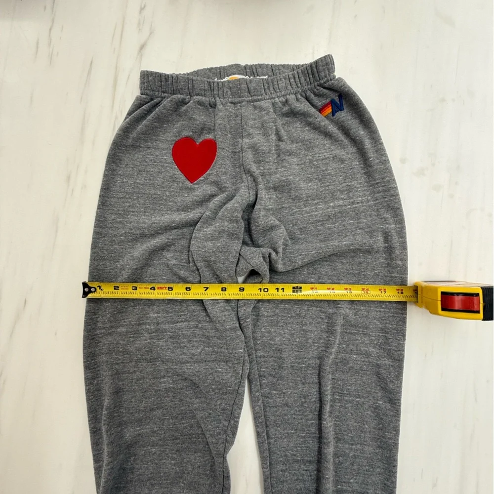 Aviator Nation Gray Joggers with Red Heart Women’s SMALL - Picture 2 of 6